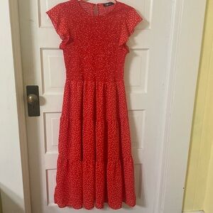 Red Polka Dot Midi Dress